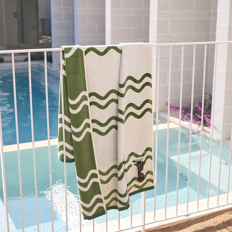 Swell Green Luxe Velour Pocket Beach Towel