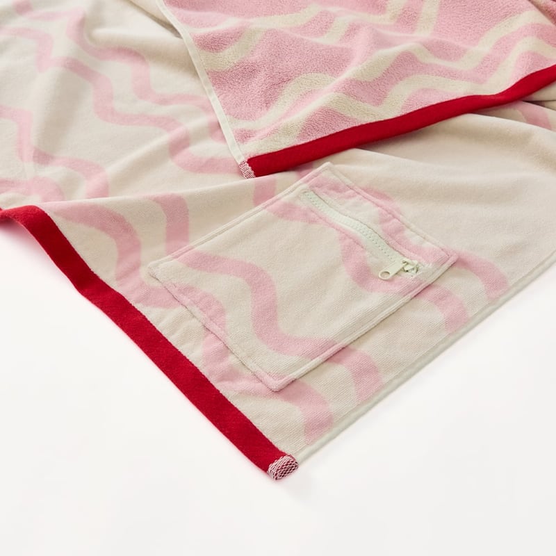 Swell Pink Luxe Velour Pocket Beach Towel