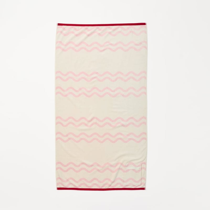 Swell Pink Luxe Velour Pocket Beach Towel