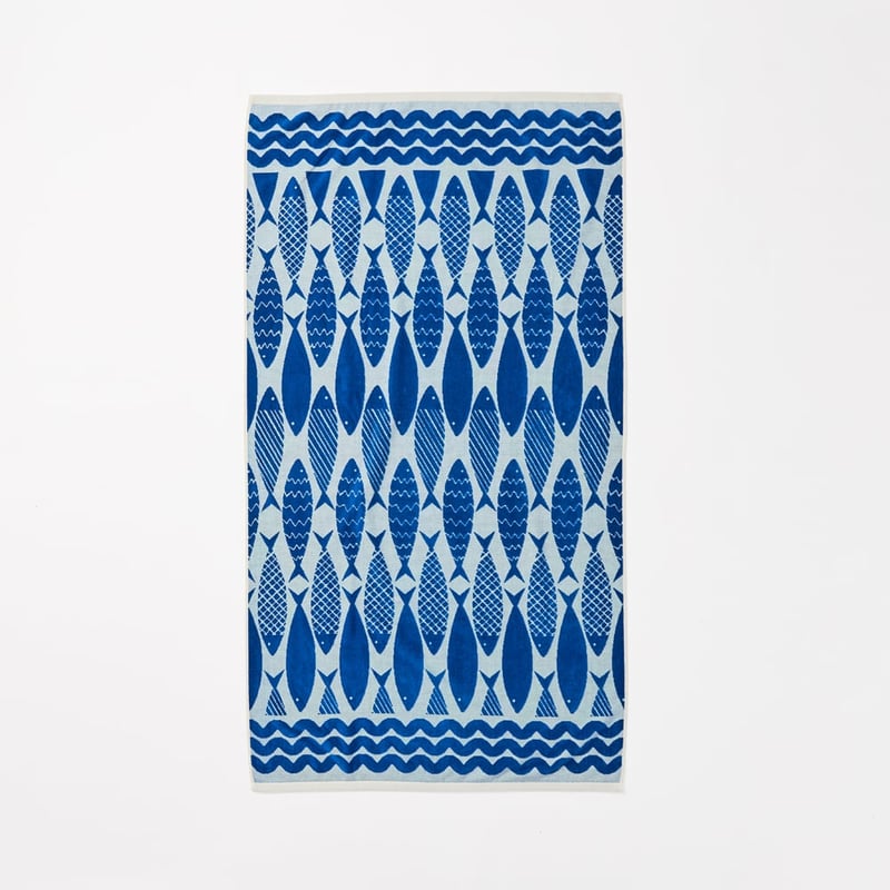 Coral Bay Blue Terry Textured Beach Towel