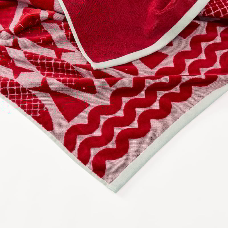 Coral Bay Red Terry Textured Beach Towel