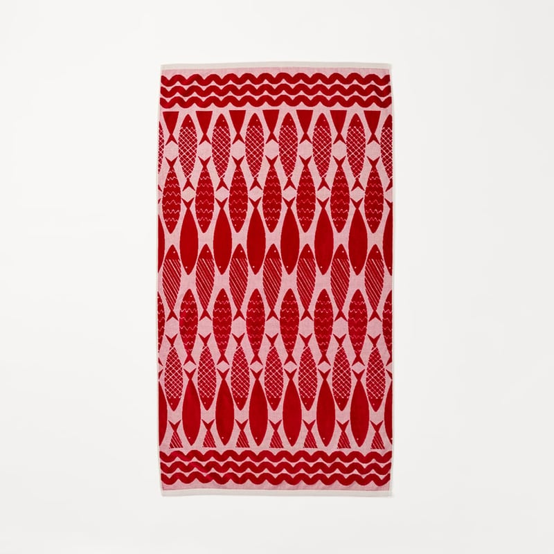 Coral Bay Red Terry Textured Beach Towel
