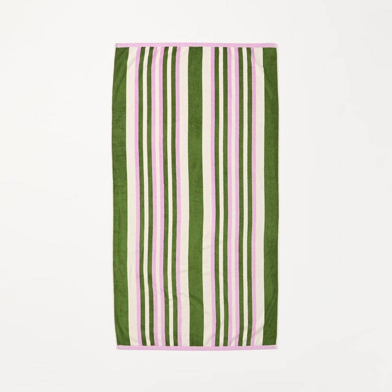 Kale & Orchid Stripe Terry Textured Beach Towel
