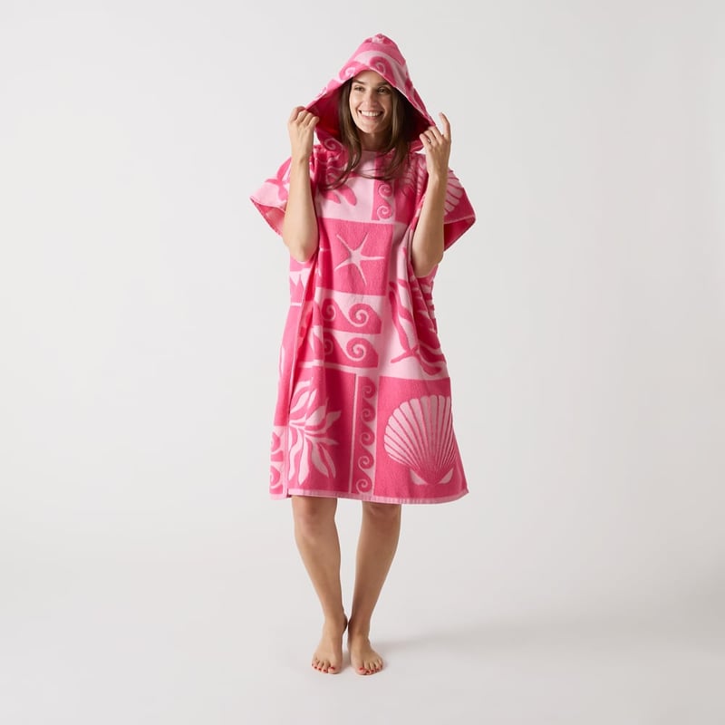 Azalea Pink Hooded Beach Towel
