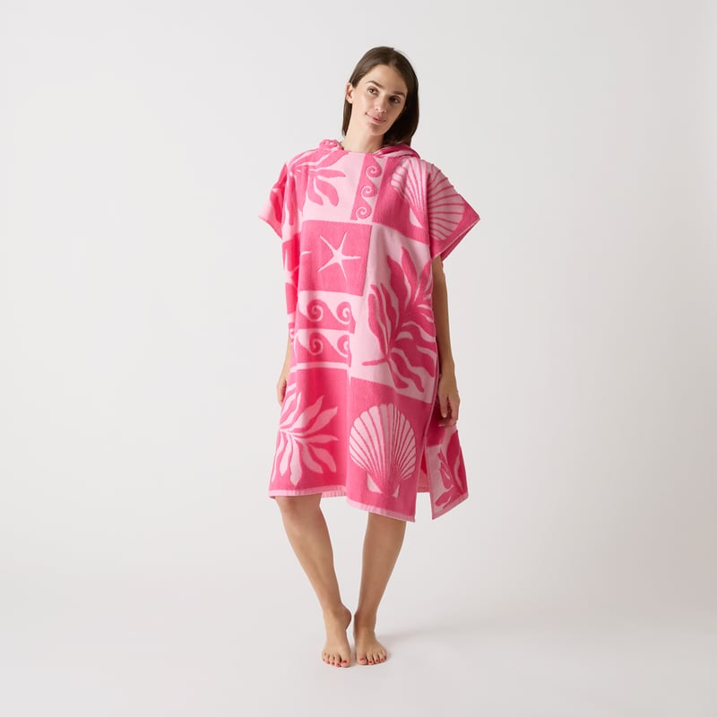 Azalea Pink Hooded Beach Towel