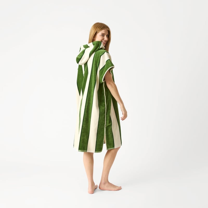Lorne Green Stripe Hooded Beach Towel