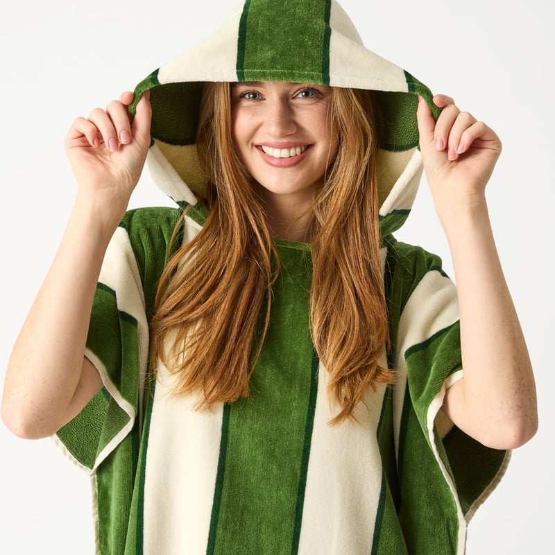 Lorne Green Stripe Hooded Beach Towel