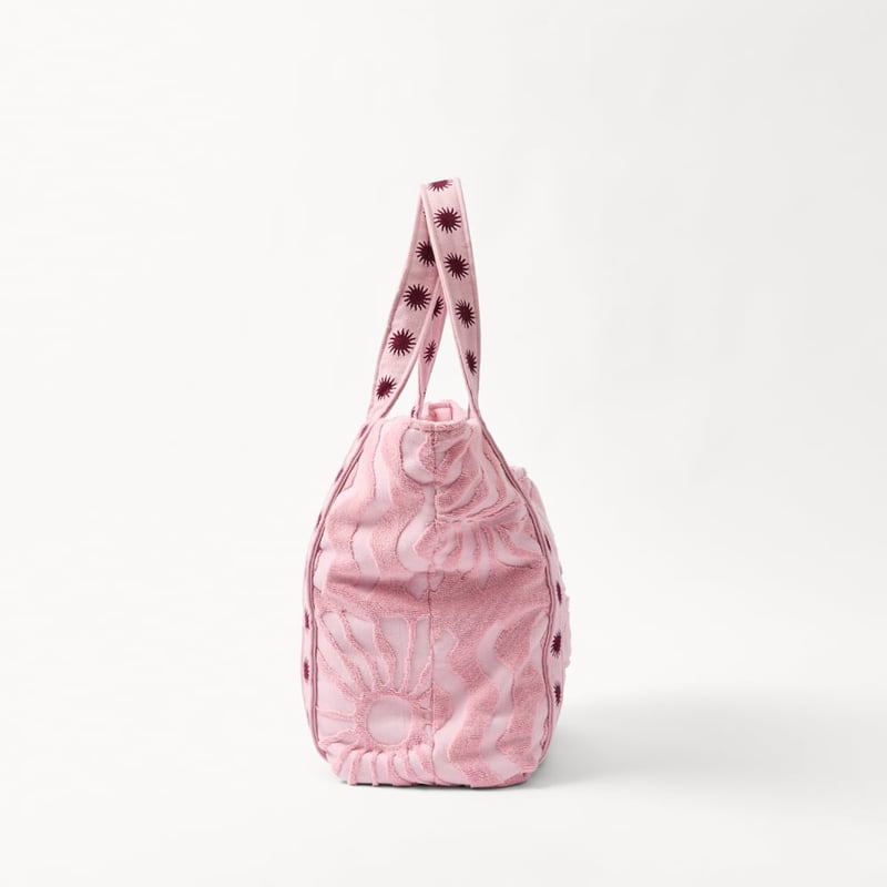 Pink Motif Terry Textured Beach Tote
