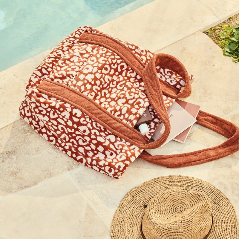 Sorrento Leopard Terry Textured Beach Tote