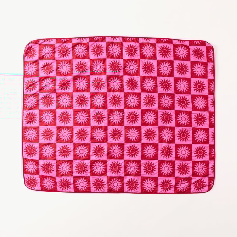 Sundown Pink Cabana & Umbrella Picnic Rug