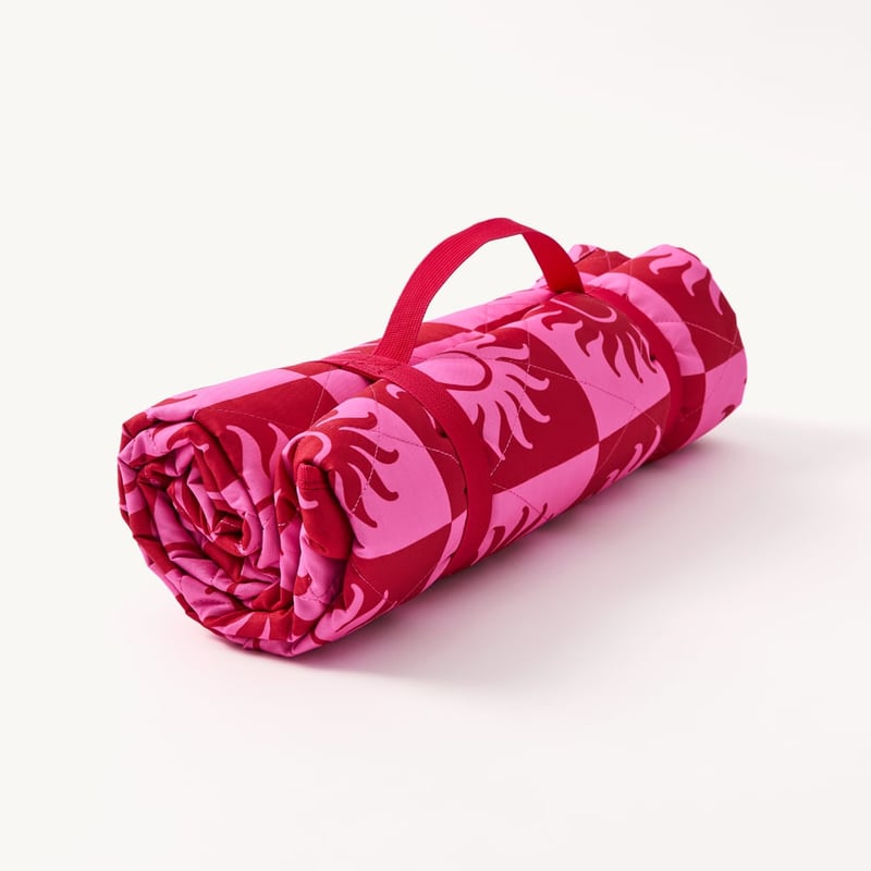 Sundown Pink Cabana & Umbrella Picnic Rug