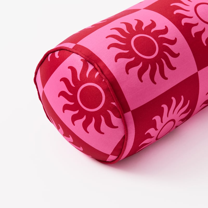 Sundown Pink Cylinder Beach Pillow