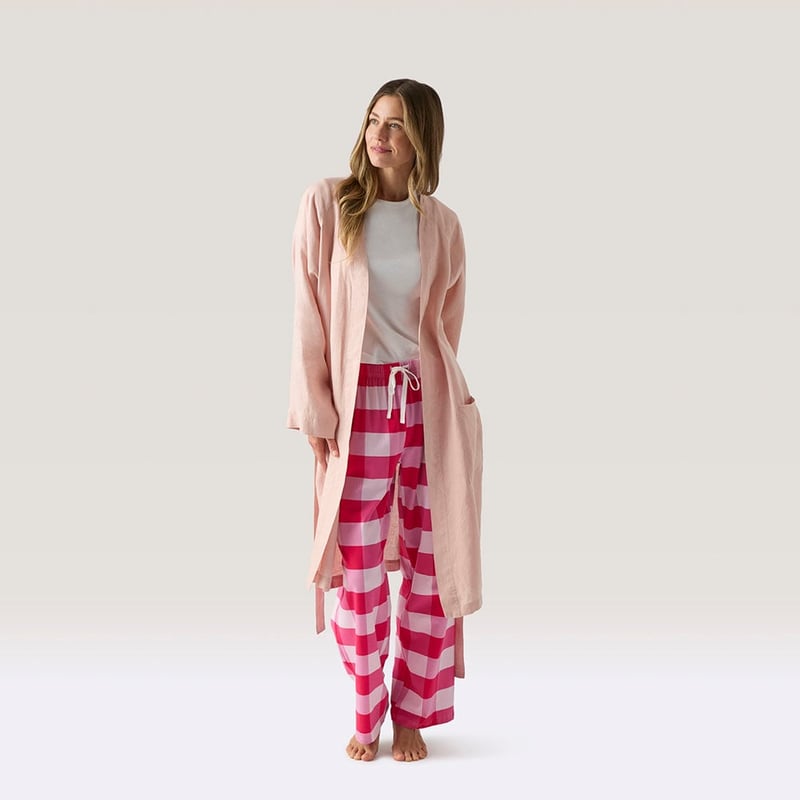 Vintage Washed Nude Pink Linen Robe