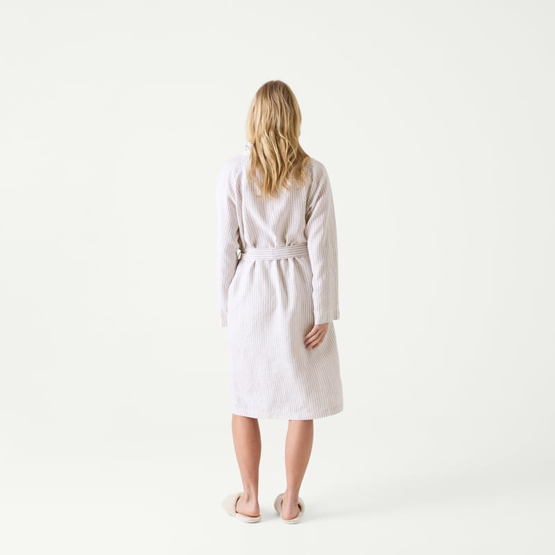 Vintage Washed Linen Linen & White Stripe Robe