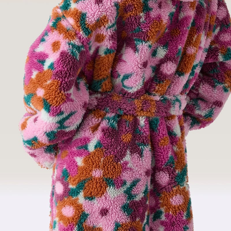Printed Sherpa Pinks Multi Hooded Robe