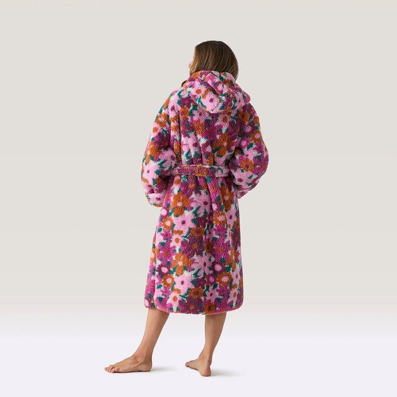 Printed Sherpa Pinks Multi Hooded Robe