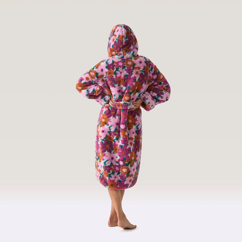Printed Sherpa Pinks Multi Hooded Robe