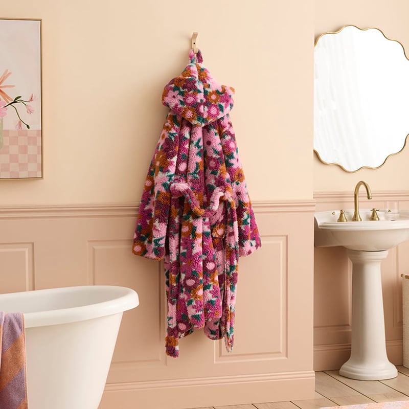 Printed Sherpa Pinks Multi Hooded Robe
