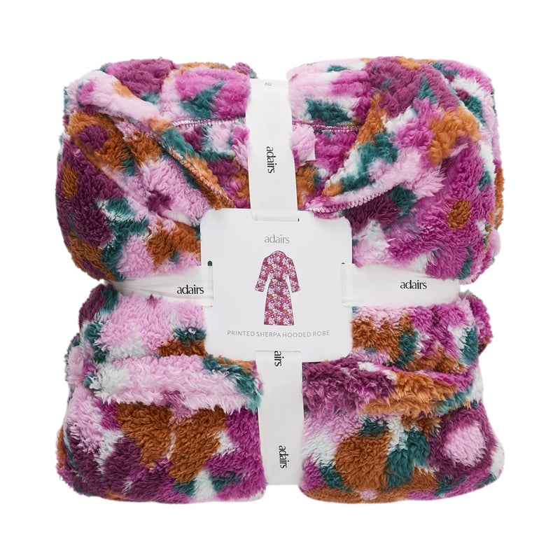 Printed Sherpa Pinks Multi Hooded Robe