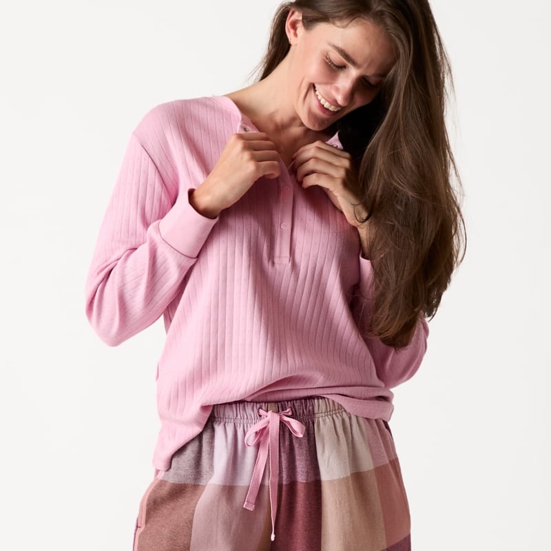Womens Flannelette Mulberry Long Pyjama Set