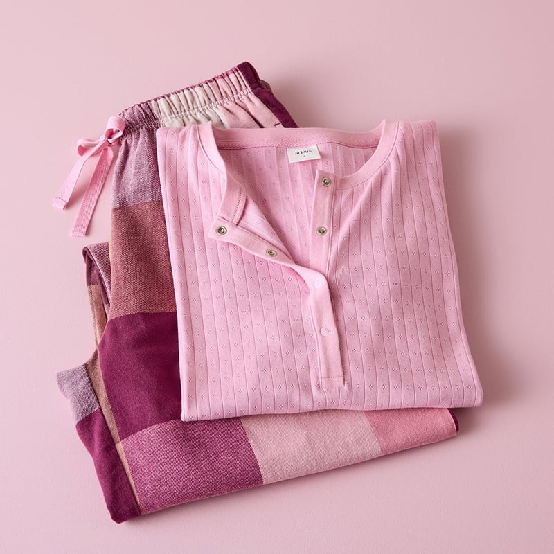 Womens Flannelette Mulberry Long Pyjama Set