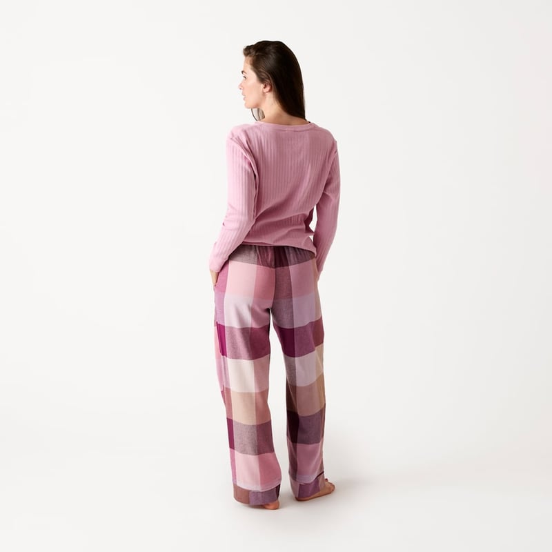 Womens Flannelette Mulberry Long Pyjama Set