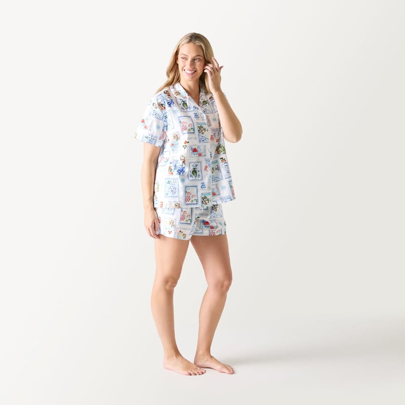 Womens Amalfi Blue Short Pyjama Set