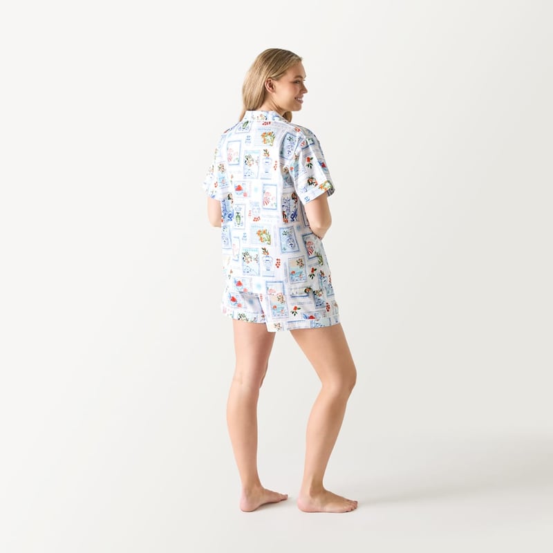 Womens Amalfi Blue Short Pyjama Set