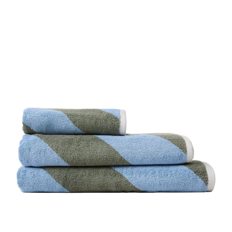 Diagonal Stripe Seafoam & Chambray Blue Towel Range