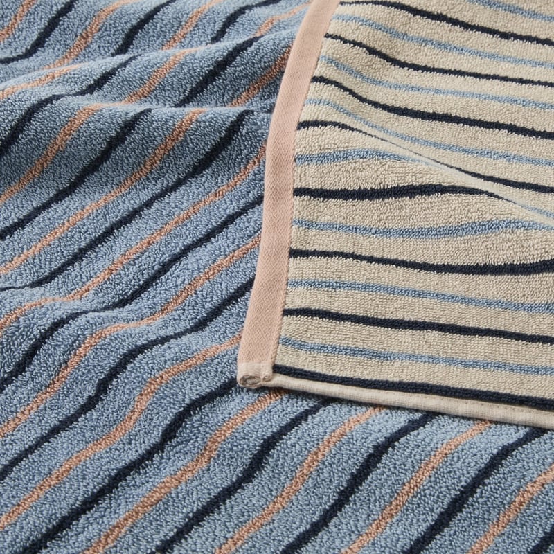 Preston Blue Reversible Stripe Towel Range