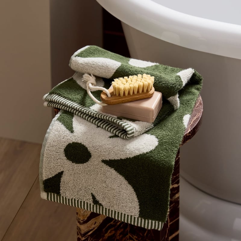 Livia Spinach & Beach Reversible Floral Towel Range