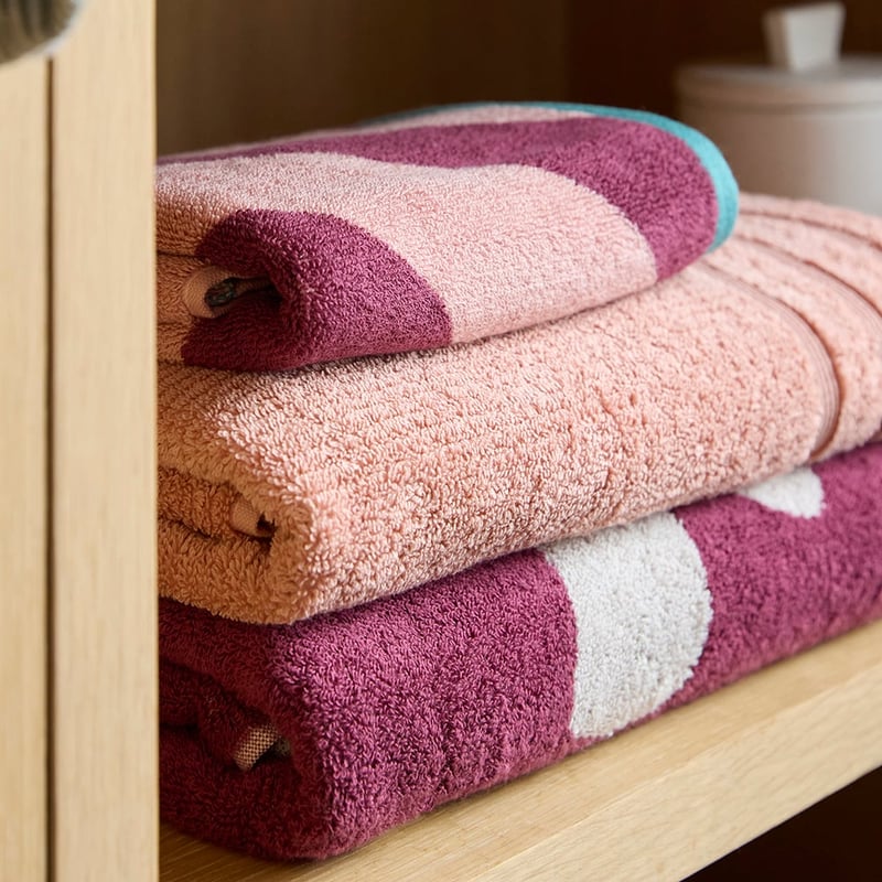 Diagonal Stripe Wine & Antique Pink Towel Range