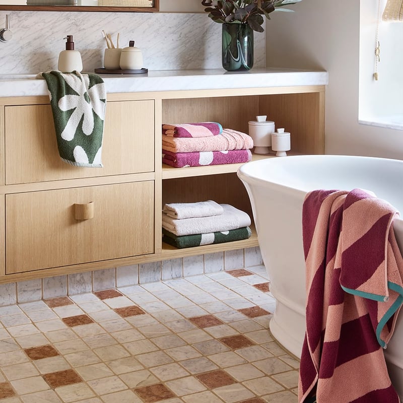 Diagonal Stripe Wine & Antique Pink Towel Range