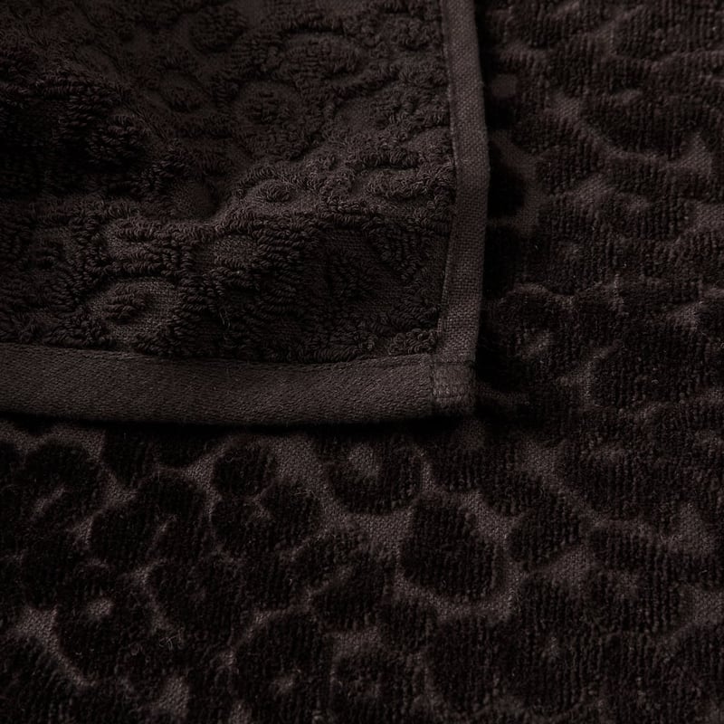 Leopard Black Textured Towel Range