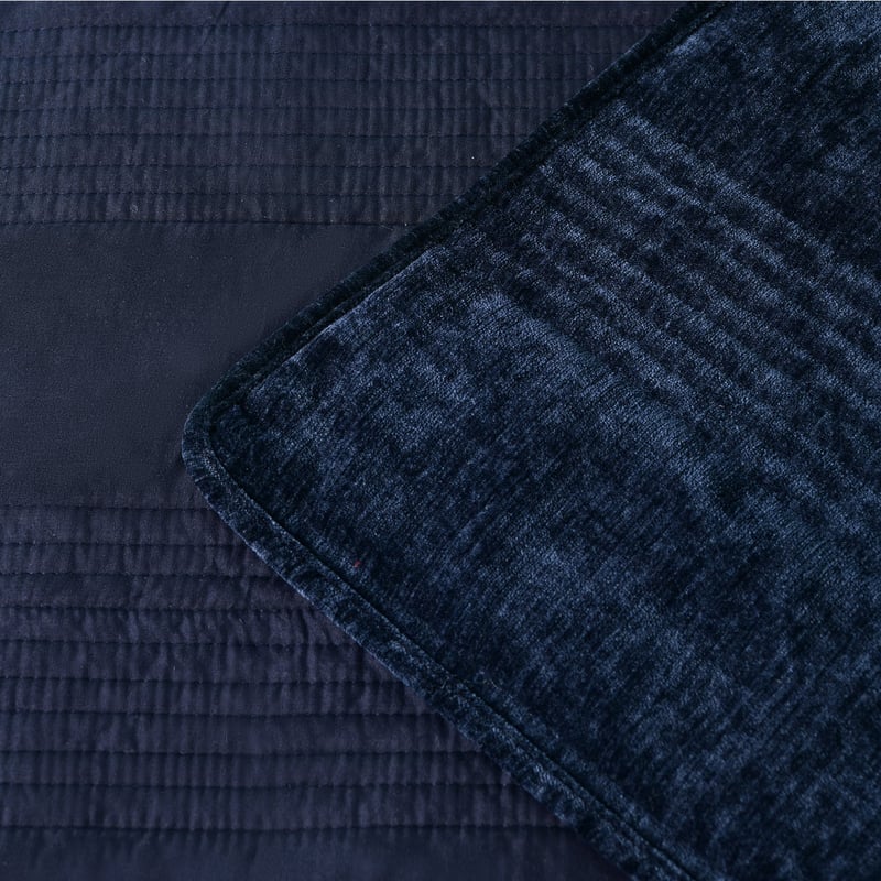 Cyrano Indigo Velvet Coverlet Set