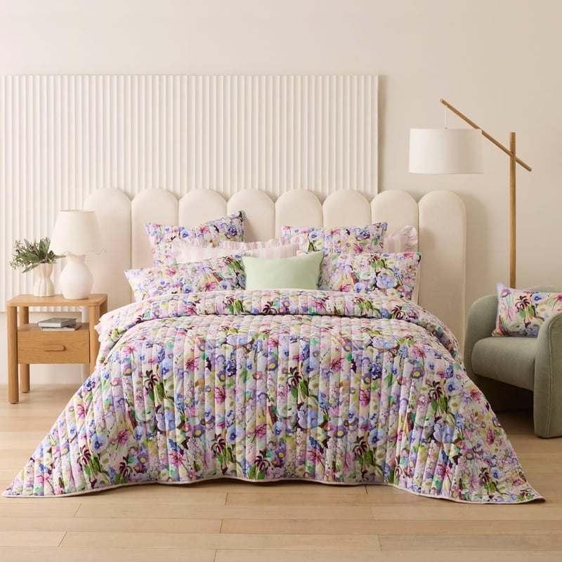 Jade Fisher Garden By The Sea Lilac Quilted Coverlet Separates