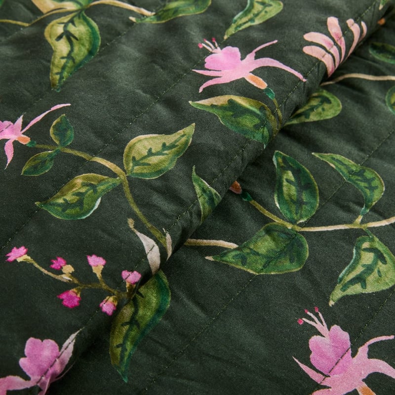 Greta Floral Green Quilted Coverlet Separates