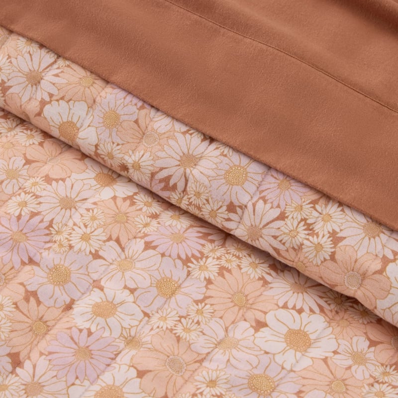 Flannelette Peach Daisy Quilted Coverlet Separates