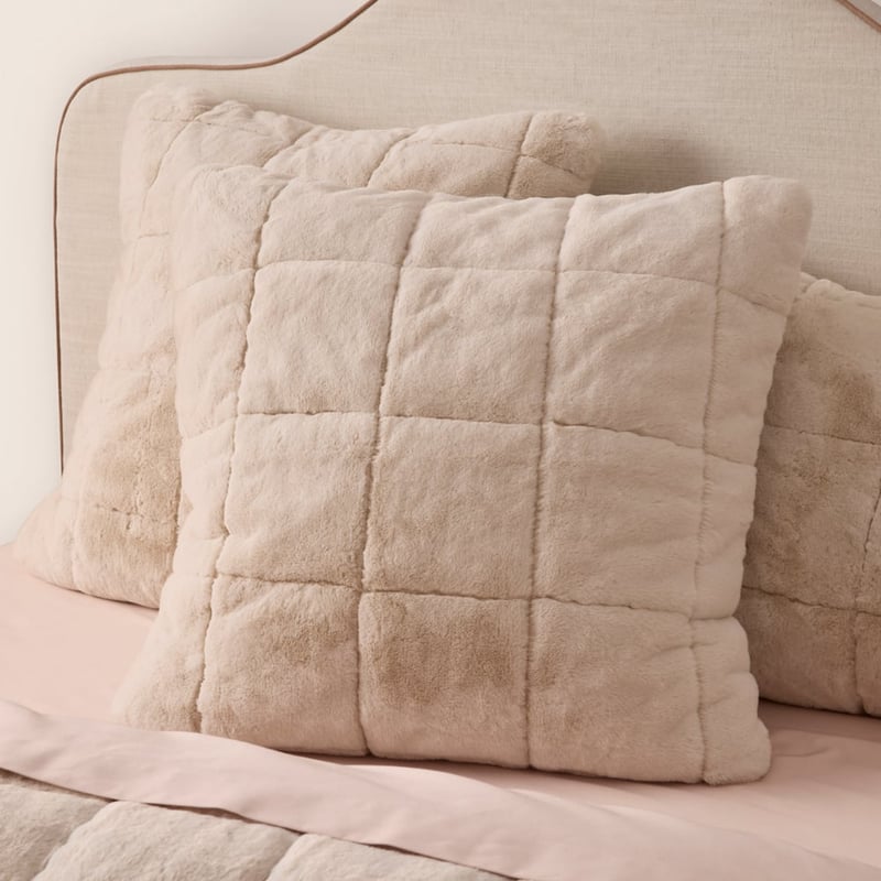 Porter Oat Faux Fur Quilted Coverlet Pillowcases