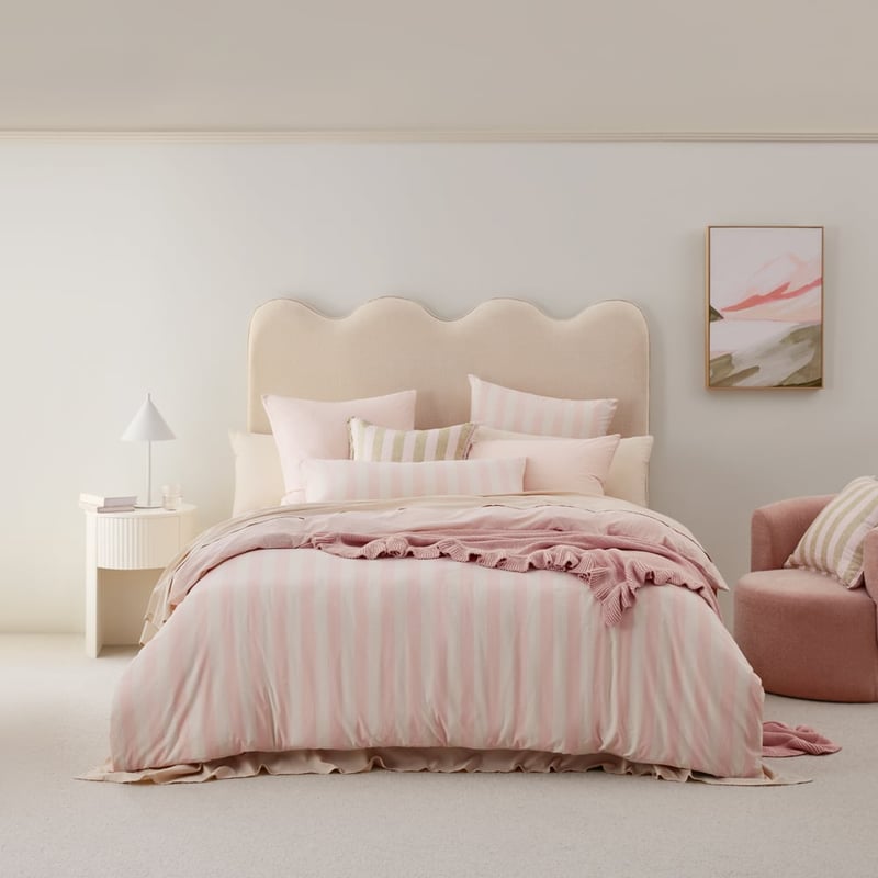 Stonewashed Cotton Coconut & Blossom Stripe Pillowcases