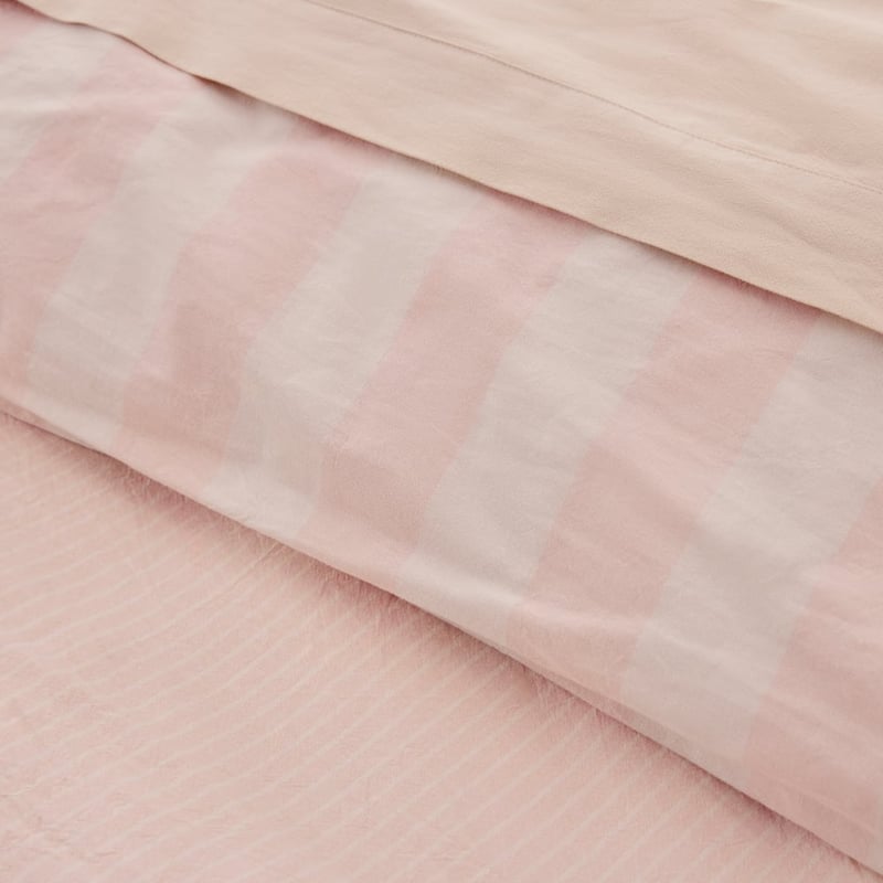 Stonewashed Cotton Coconut & Blossom Stripe Quilt Cover Separates