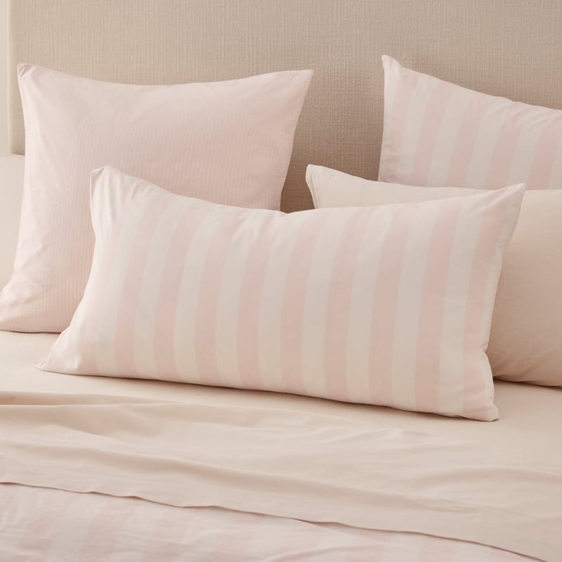 Stonewashed Cotton Coconut & Blossom Stripe Pillowcases