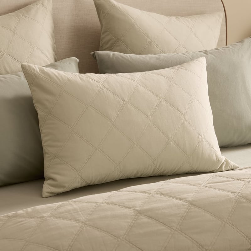 Stonewashed Cotton Pistachio Quilted Coverlet Separates