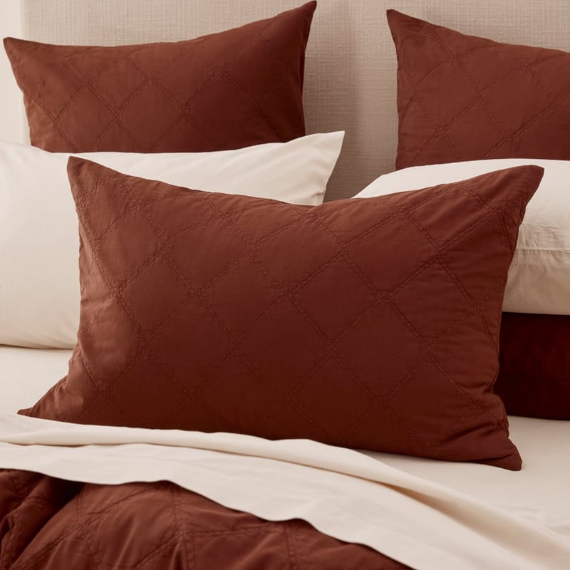 Stonewashed Cotton Auburn Quilted Coverlet Separates