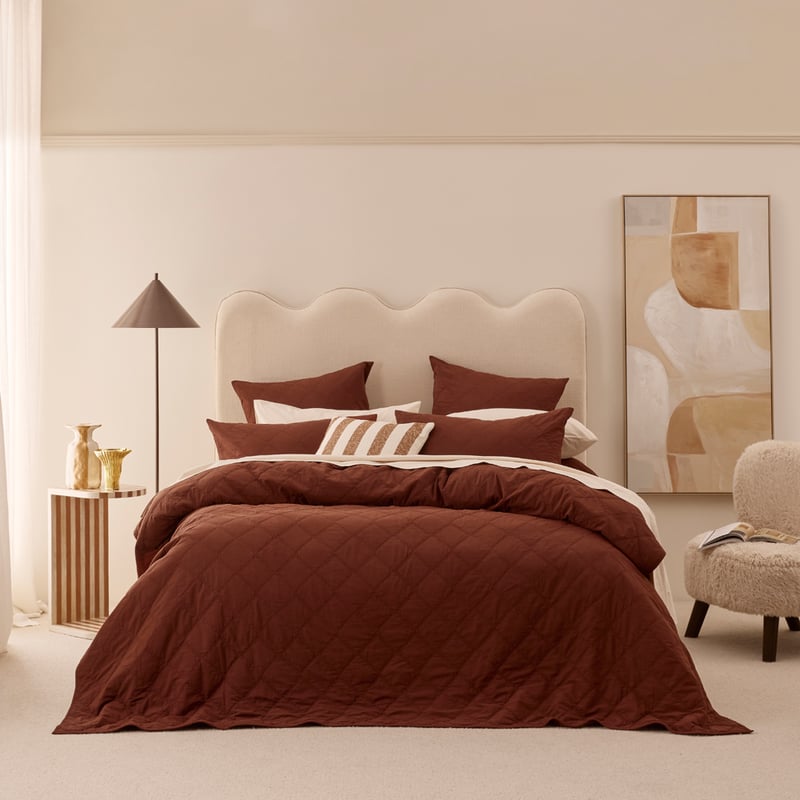 Stonewashed Cotton Auburn Quilted Coverlet Separates