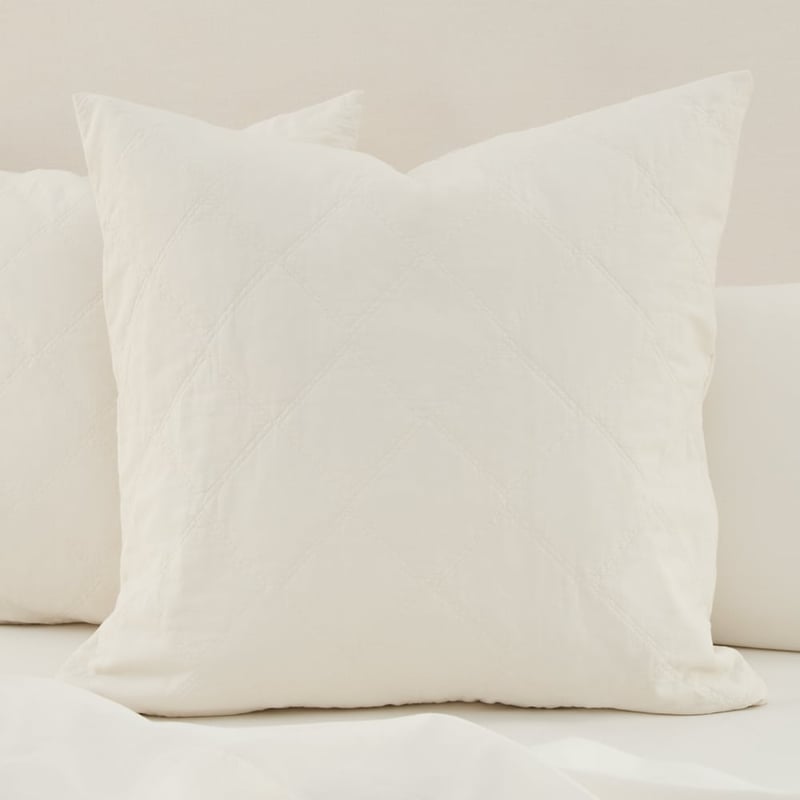 Stonewashed Cotton Coconut Quilted Pillowcases