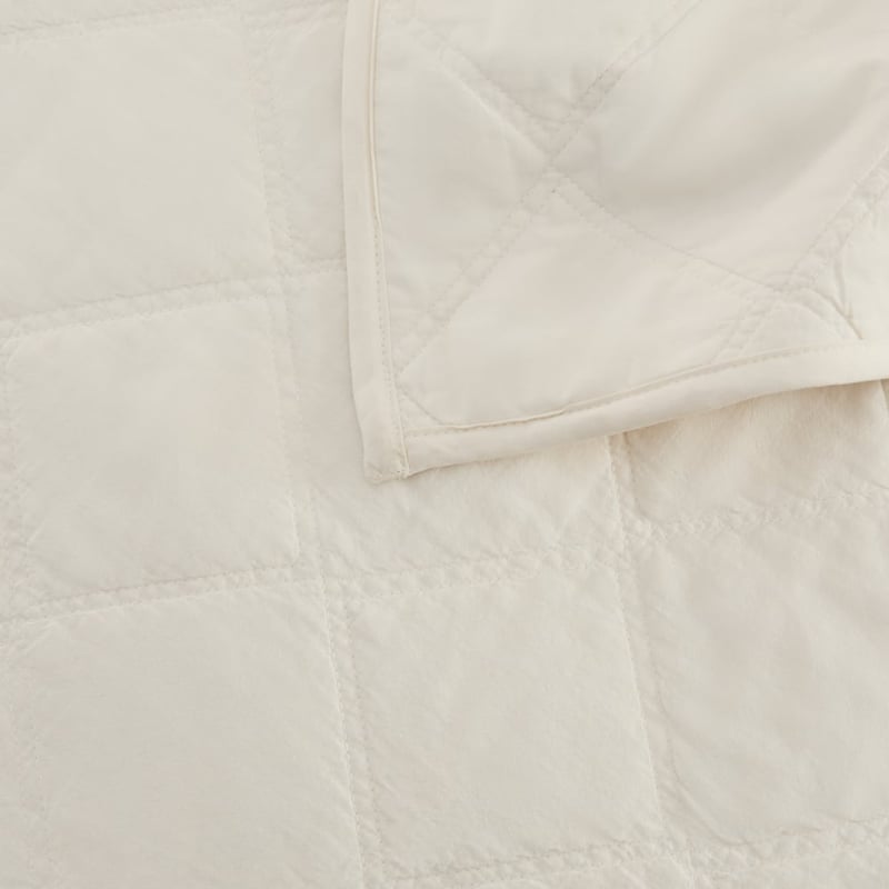 Stonewashed Cotton Coconut Quilted Coverlet Separates