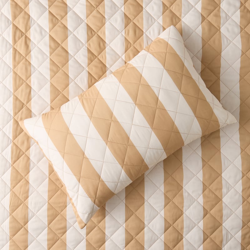 Catani Natural Stripe Quilted Coverlet Set