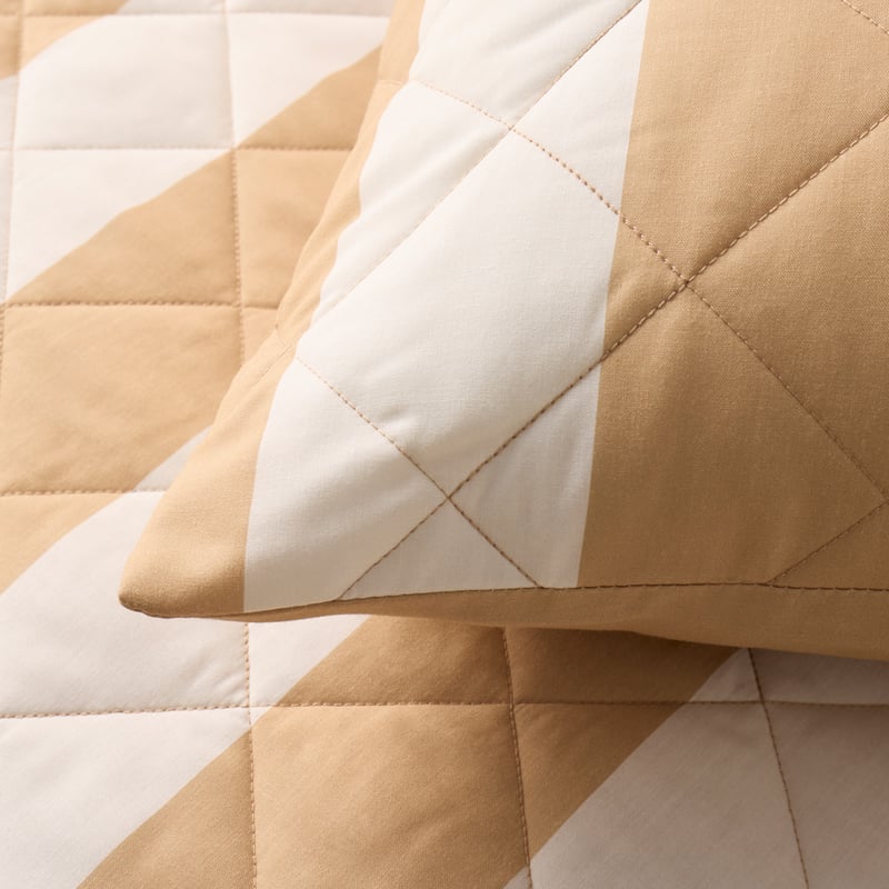 Catani Natural Stripe Quilted Coverlet Set