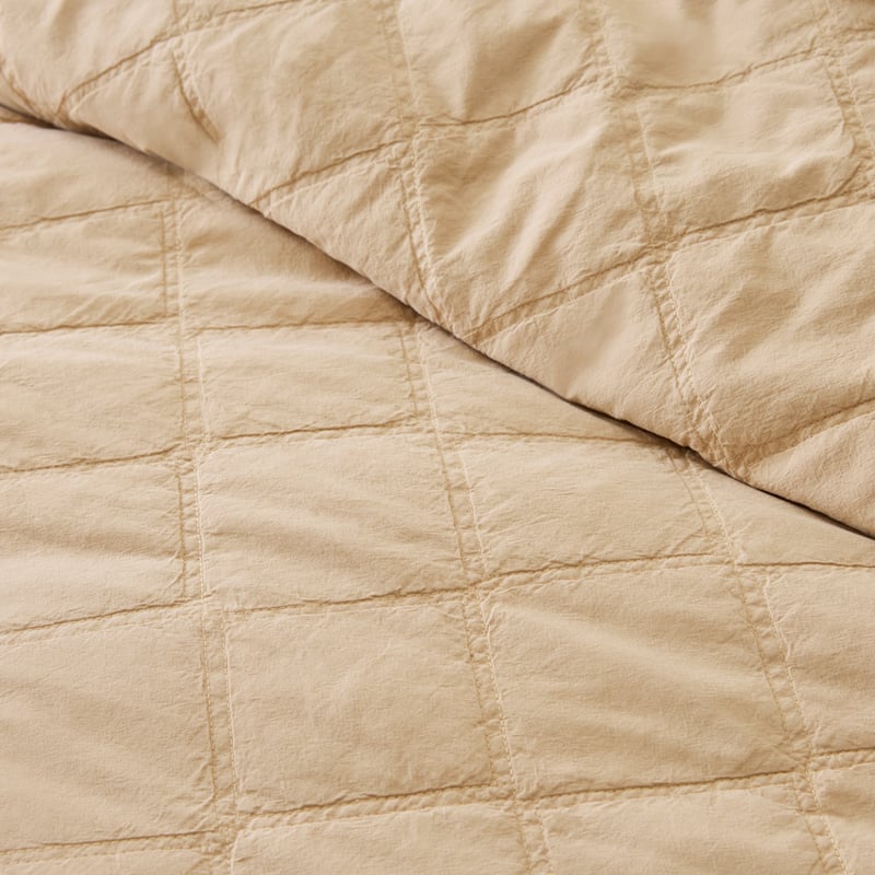 Stonewashed Cotton Sesame Quilted Pillowcases